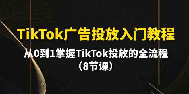 （10085期）TikTok广告投放入门教程，从0到1掌握TikTok投放的全流程（8节课）-创客云联盟