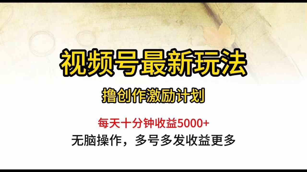 （10087期）视频号最新玩法，每日一小时月入5000+-创客云联盟