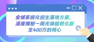 全域系统化招生落地方案，深度揭秘一周无体验转化新生400万的核心-创客云联盟