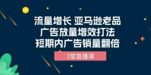 （10112期）流量增长 亚马逊老品广告放量增效打法，短期内广告销量翻倍（3堂直播课）-创客云联盟