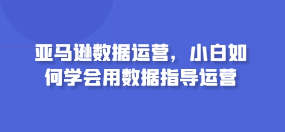 亚马逊数据运营，小白如何学会用数据指导运营-创客云联盟