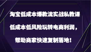 淘宝低成本爆款流实战私教课,低成本低风险玩转电商利润,帮助商家快速复制落地!-创客云联盟