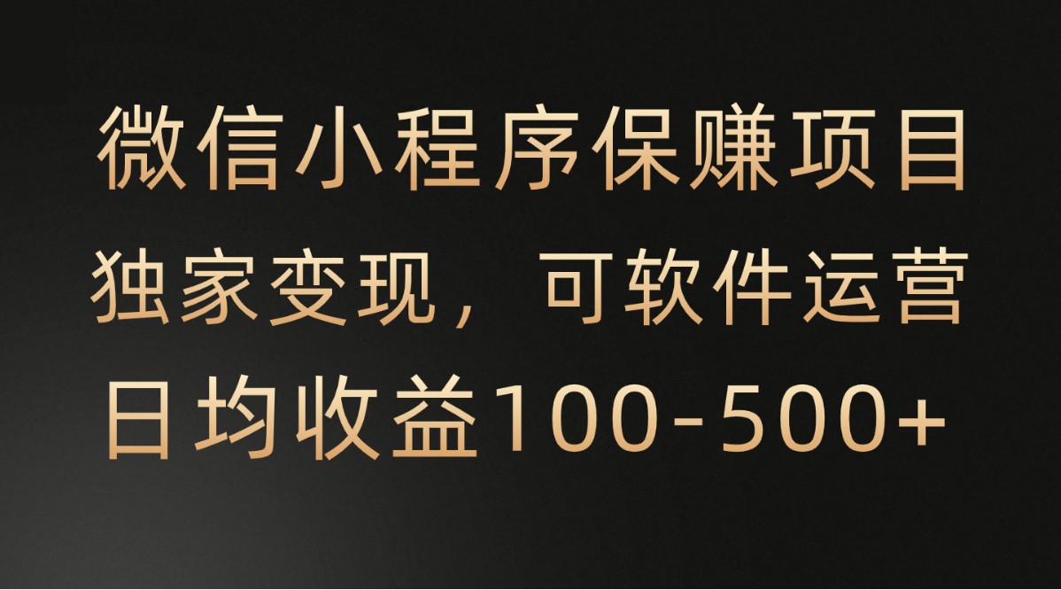 微信小程序，腾讯保赚项目，可软件自动运营，日均100-500+收益有保障-创客云联盟