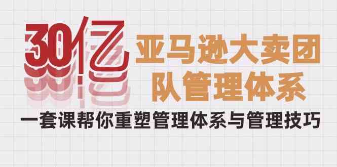 （10178期）30亿-亚马逊大卖团队管理体系，一套课帮你重塑管理体系与管理技巧-创客云联盟