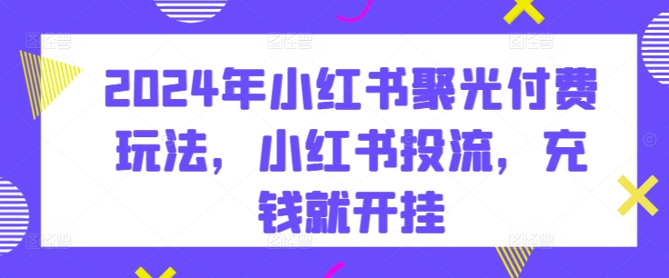 2024年小红书聚光付费玩法，小红书投流，充钱就开挂-创客云联盟