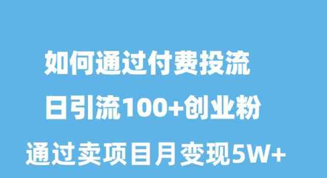 （10189期）如何通过付费投流日引流100+创业粉月变现5W+-创客云联盟