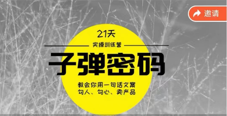 《子弹密码训练营》用一句话文案勾人勾心卖产品，21天学到顶尖文案大师策略和技巧-创客云联盟