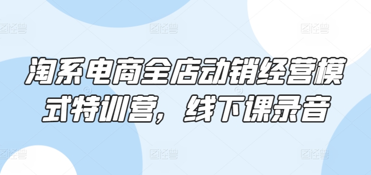 淘系电商全店动销经营模式特训营，线下课录音-创客云联盟