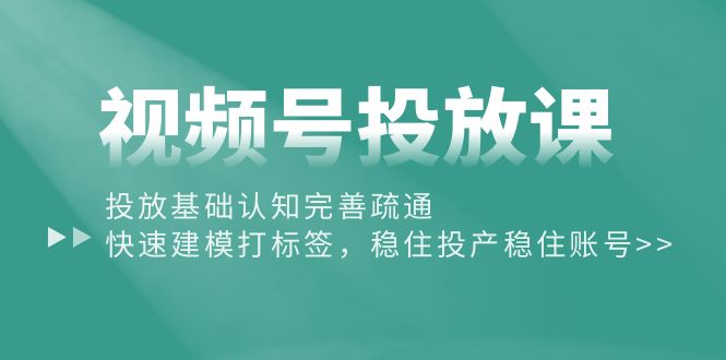 （10205期）视频号投放课：投放基础认知完善疏通，快速建模打标签，稳住投产稳住账号-创客云联盟