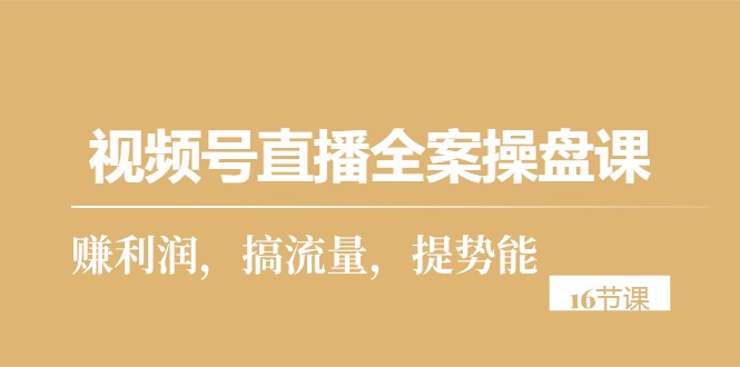 （10207期）视频号直播全案操盘课，赚利润，搞流量，提势能（16节课）-创客云联盟