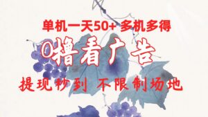 （10241期）0撸看广告 单机一天50+多机多得 提现秒到 不限制场地操作-创客云联盟
