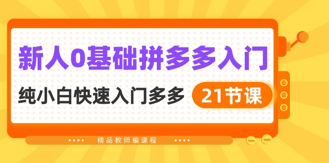 新人0基础拼多多入门，纯小白快速入门多多（21节课）-创客云联盟