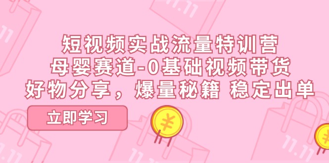 短视频实战流量特训营，母婴赛道-0基础带货，好物分享，爆量秘籍 稳定出单-创客云联盟