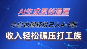 AI生成原创故事漫画，每天到账4-5张，收入轻松碾压打工族主业，小白也能轻松操作-创客云联盟