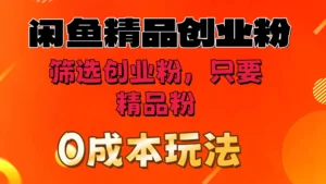 闲鱼筛选精品创业粉，无成本玩法，只引精品粉-创客云联盟