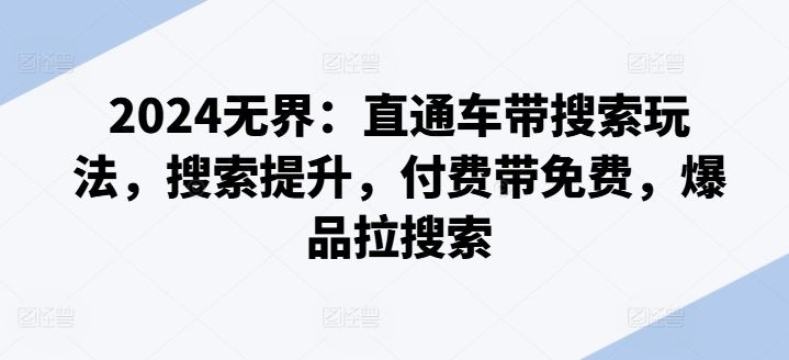 2024无界：直通车带搜索玩法，搜索提升，付费带免费，爆品拉搜索-创客云联盟