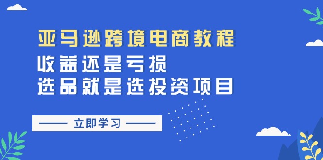 （11432期）亚马逊跨境电商教程：收益还是亏损！选品就是选投资项目-创客云联盟