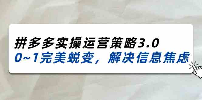 2024-2025拼多多实操运营策略3.0，0~1完美蜕变，解决信息焦虑（38节）-创客云联盟