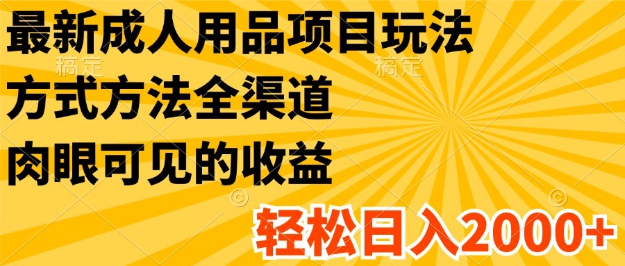 最新成人用品项目玩法，方式方法全渠道，肉眼可见的收益，轻松日入2000+-创客云联盟