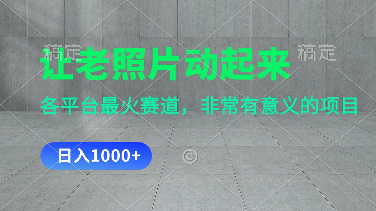 （11671期）让老照片动起来，一天变现1000+，各平台最火赛道，看完就会-创客云联盟