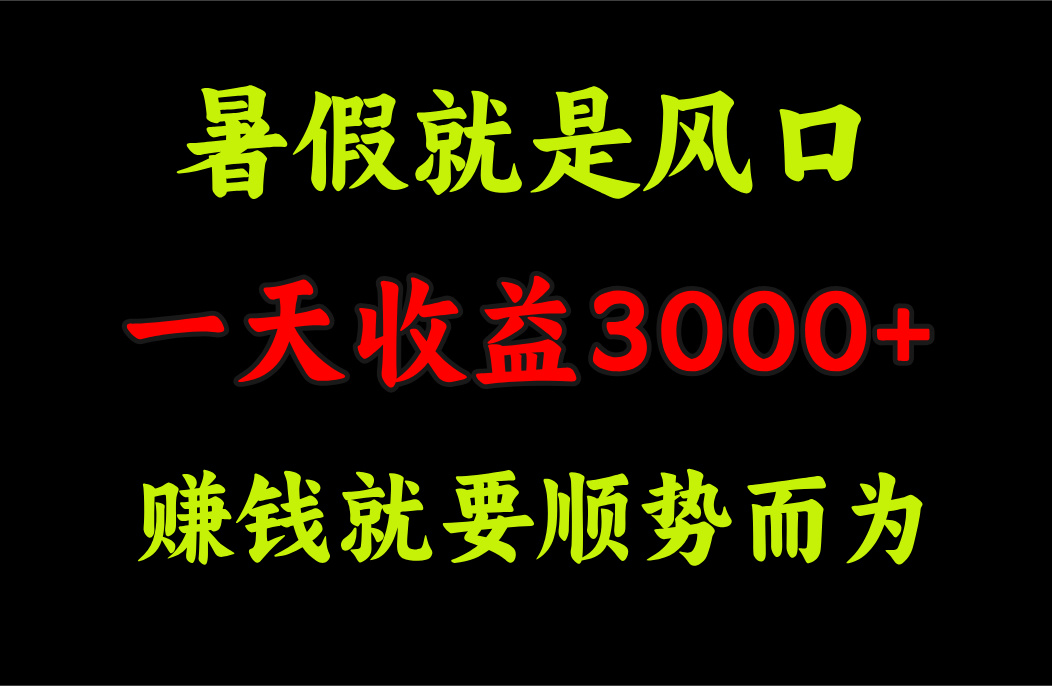 （11670期）一天收益3000+ 赚钱就是顺势而为，暑假就是风口-创客云联盟