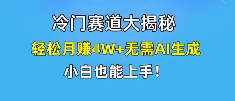 冷门赛道大揭秘，轻松月赚1W+无需AI生成，小白也能上手【揭秘】-创客云联盟