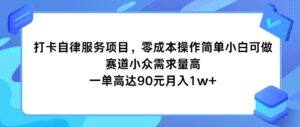 打卡自律服务项目，零成本操作简单小白可做，赛道小众需求量高，一单高达90元月入1w+-创客云联盟