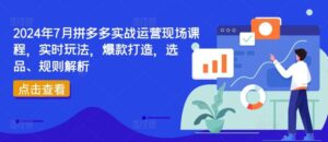 2024年7月拼多多实战运营现场课程,实时玩法,爆款打造,选品、规则解析-创客云联盟