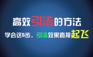 高效引流的方法,可以帮助你日引300+创业粉,一年轻松收入30万,比打工强太多!-创客云联盟