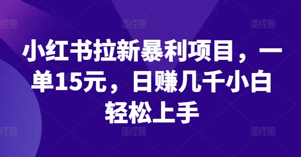 小红书拉新暴利项目，一单15元，日赚几千小白轻松上手-创客云联盟