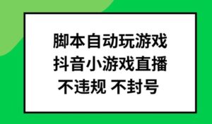 脚本自动玩游戏,抖音小游戏直播,不违规不封号可批量做【揭秘】-创客云联盟