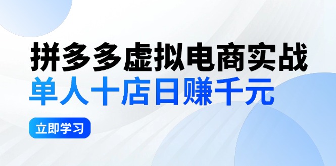 （12326期）拼多多虚拟电商实战：单人10店日赚千元，深耕老项目，稳定盈利不求风口-创客云联盟