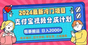 (12407期)2024最新冷门项目!支付宝视频分成计划,直接粗暴搬运,日入2000+,有…-创客云联盟