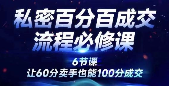 私密百分百成交流程线上训练营，绝对成交，让60分卖手也能100分成交-创客云联盟