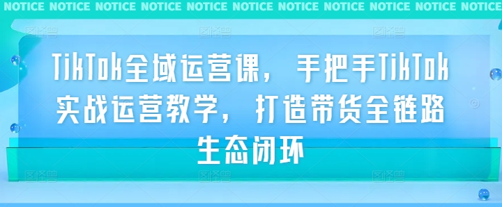 TikTok全域运营课，手把手TikTok实战运营教学，打造带货全链路生态闭环-创客云联盟