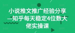 小说推文推广经验分享—知乎每天稳定4位数大佬实操课-创客云联盟
