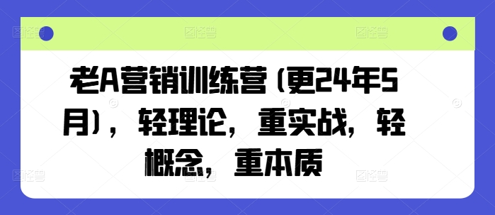 老A营销训练营(更24年9月)，轻理论，重实战，轻概念，重本质-创客云联盟