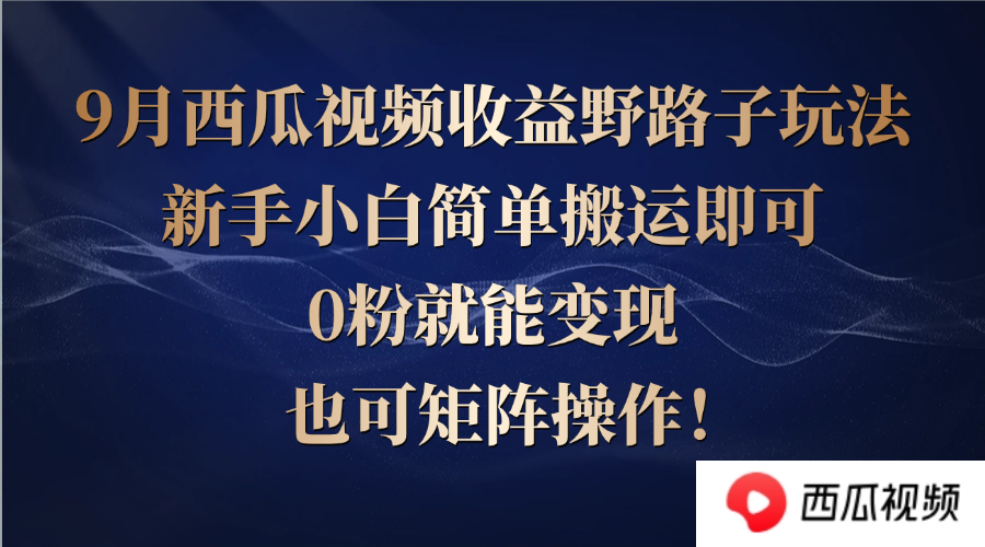 西瓜视频收益野路子玩法，新手小白简单搬运即可，0粉就能变现，也可矩…-创客云联盟