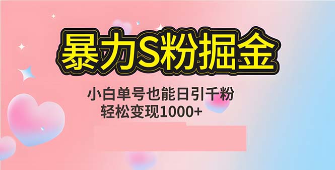 单人单机日引千粉，变现1000+，S粉流量掘金计划攻略-创客云联盟